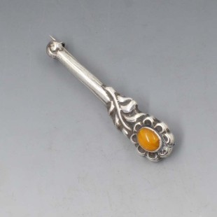 Bernard Hertz, Amber and 826 Silver Bar Brooch