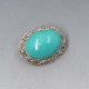 Chinese Turquoise and Sterling Silver Brooch