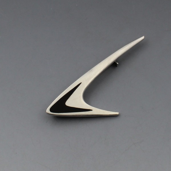 Poul Warmind Modernist Silver Enamel Brooch
