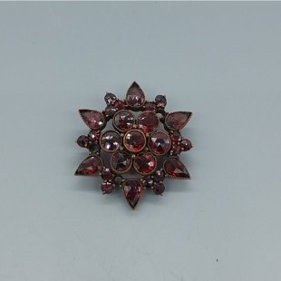 1950's Dark Red Crystal Flower Brooch