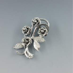 Coro Silver Tone Roses Brooch