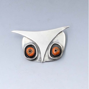 Rare Frances Holmes Boothby Silver Owl Brooch