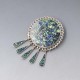 Mexico Silver and Crushed Turquoise Brooch or Pendant