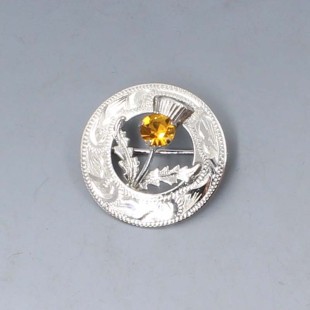 Ward Brothers Citrine Silver Thistle Brooch