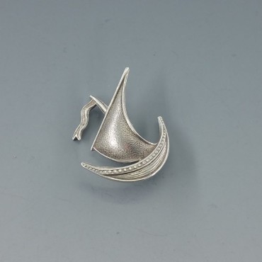  Ivar Holt ,Norway, Silver Viking Ship Brooch