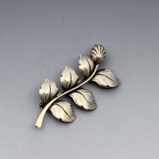 Carl Ove Frydensberg Silver Leaves and Flower Brooch