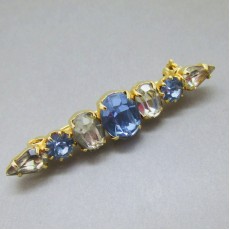 Art Deco Blue and Clear Crystal Brooch
