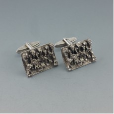 Modernist Textured 835 Silver Cufflinks