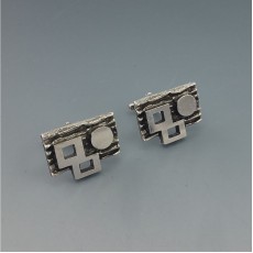 Geometric Modernist 835 Silver Cufflinks