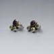 Peridot, Smokey Topaz, Silver Stud Earrings