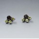 Peridot, Smokey Topaz, Silver Stud Earrings