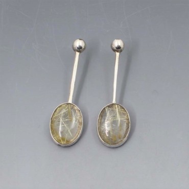  Rutilated Quartz Silver Statement Earrings