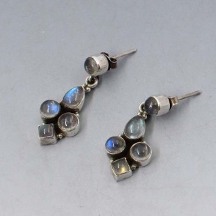 Moonstone and Silver Drop Earrings