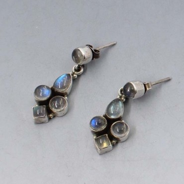 Moonstone and Silver Drop Earrings