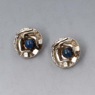 Blue Lapis 835 Silver Modernist Earrings