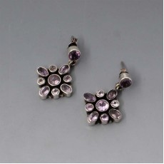 Amethyst Flower Silver Earrings