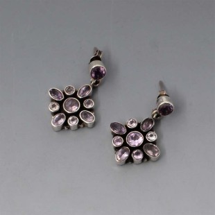 Amethyst Flower Sterling Silver Earrings