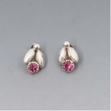  Herman Siersbol Pink Crystal and Silver Earrings