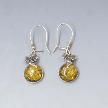 Amber and Sterling Silver Fairy Earrings