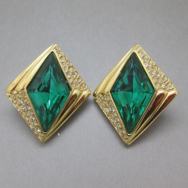  Oscar De La Renta Green Earrings 