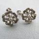 Vintage Sparkling 1950's Marquisite and Pearl  Flower Earrings