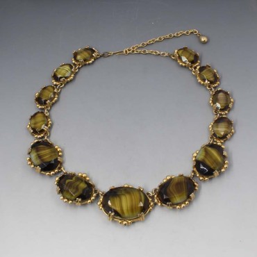 Vintage Faux Agate Art Glass Necklace