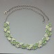  Green Enamel  and Silver Tone 1950's Leaf Necklace