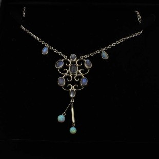 Peter Jenner Moonstone and Fire Opal Necklace