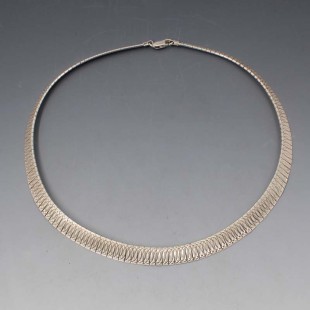 Textured Silver Italian Fringe Necklace