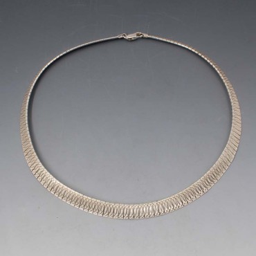Textured Silver Italian Fringe Necklace