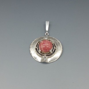 TEKA , Germany, Modernist Rhodochrosite and Silver Pendant