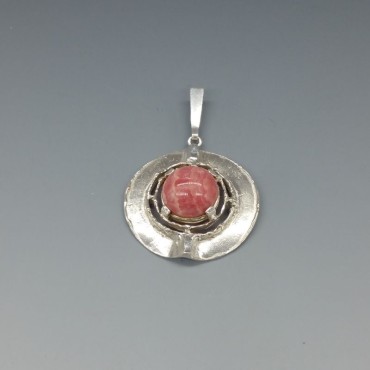 TEKA , Germany, Modernist Rhodochrosite and Silver Pendant