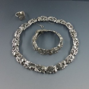 Bernard Instone Sterling Silver Necklace, Bracelet and Ring Jewellery Set