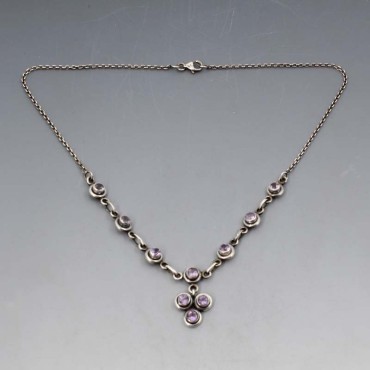 Amethyst and Sterling Silver Drop Necklace