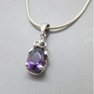 Amethyst Drop and Sterling Silver Pendant