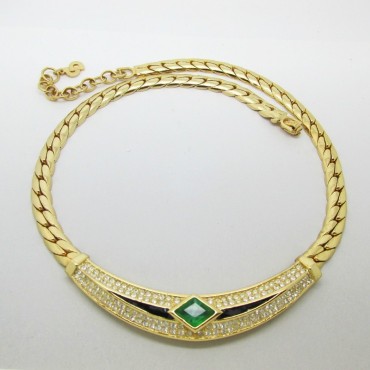  Dior green crystal necklace