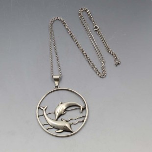 A. Dragsted, Denmark 826 Silver Dolphin Necklace