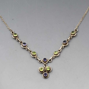 Peridot, Iolite, and Sterling Silver Necklace