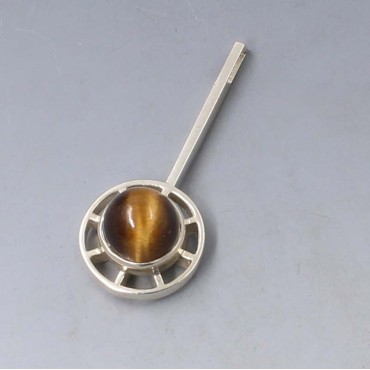 Tigers Eyes and 830 Silver Modernist Pendant