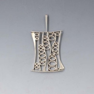 Large Modernist 835 Silver Oval Pendant