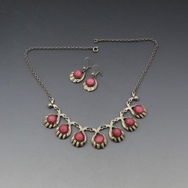 Hermann Siersbol Silver Pink Chalcedony Necklace