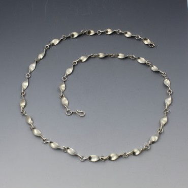 Long Sterling Silver Curled Links Necklace