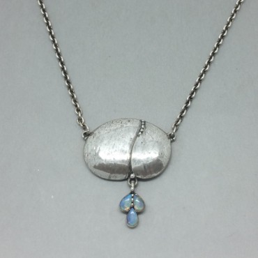 Opal and Sterling Silver Art Nouveau Style Necklace