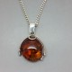  Amber and Sterling Silver Modernist Pendant