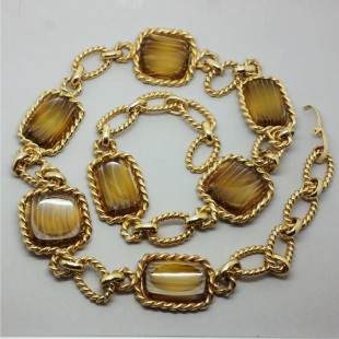 Rare Christian Dior 1973 Chunky Long Brown Glass Necklace