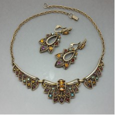 Beautiful  Jewelcraft Multi Crystal Necklace and Earrings Set