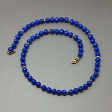Lapis Lazuli and 9 Carat gold  Bead Necklace