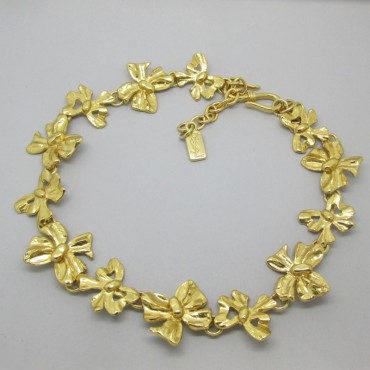 Yves Saint Laurent Gold Bow  Necklace