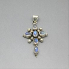 Vintage Moonstone and Silver Cross 
