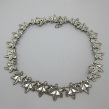 Rare Bernard Instone 1969 Sterling Silver Leaf Necklace